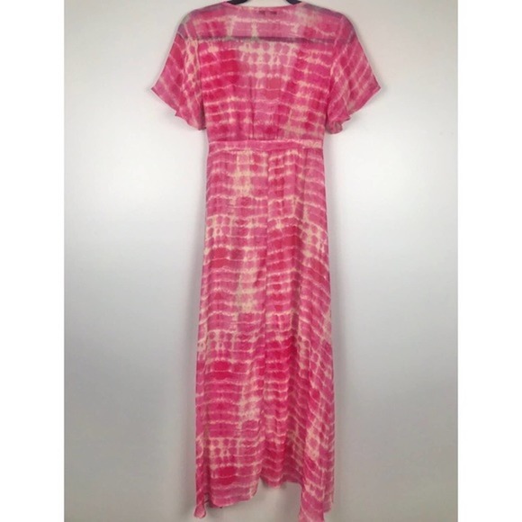 June & Hudson Pink Tie Dye Wrap Maxi Dress Size M - Picture 2 of 7